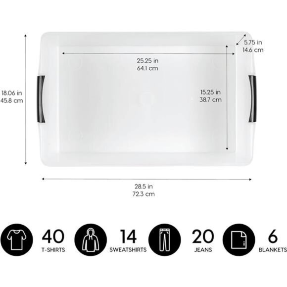 40 Qt Plastic Under Bed Storage Nestable Organizer Bin Container with Secure Lid - Picture 2 of 7